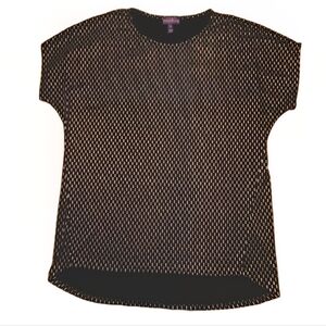 LONG TALL SALLY GOLD METALLIC BLACK TOP SCOOP NECK SHORT SLEEVE WOMENS MEDIUM